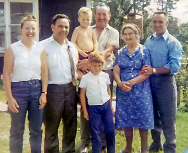 Henry & Ray Goyetche with Aunt Minnie Mae and family (1969)