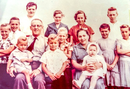 Joseph Albany Babin and family, grandson of Sophie (Goyetche) Babin (1960)